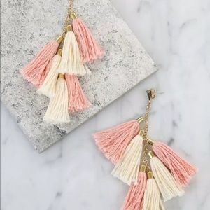 ETTIKA 18 k GOLD PLATED TASSEL EARRINGS | Daydreamer Peach & Gold | NEW